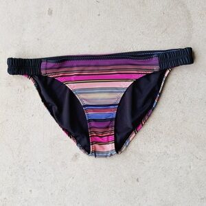 ATHLETA Capri Stripe Side Smocked Swim Bottom Size Large